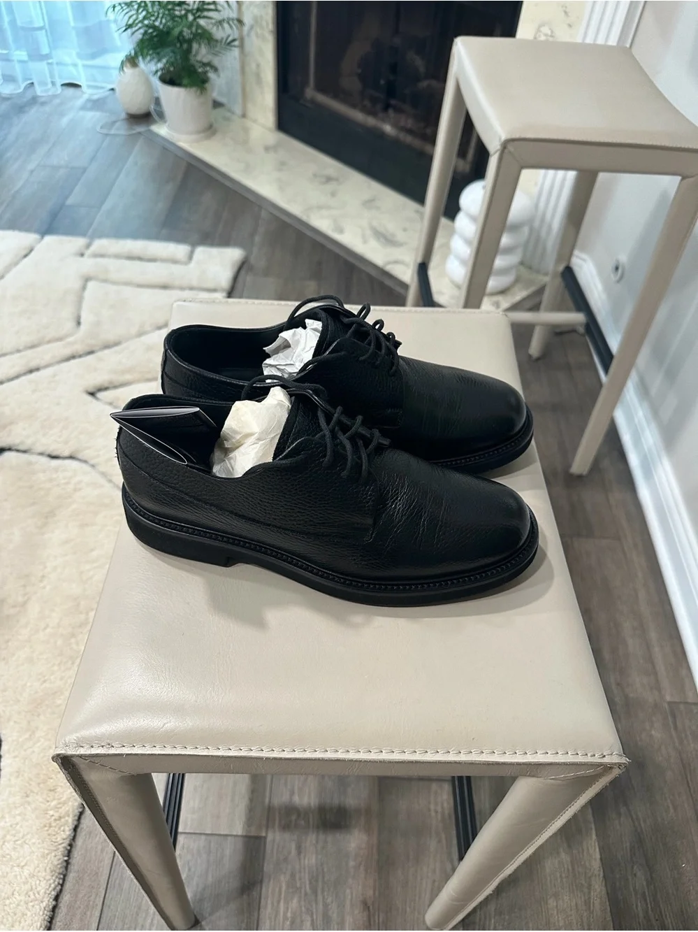 Emporio Armani Men’s Laced  Black Leather Derby Shoes Size 8